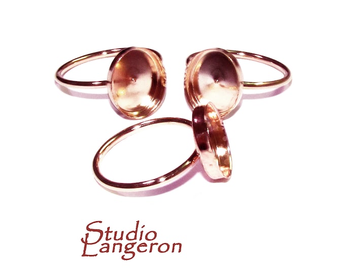 14K Rose gold filled blank ring with bezel cup 10x14 mm size 4 - 11, Base ring, Bezel cup, Setting, Jewelry making, Ring setting - 1 piece
