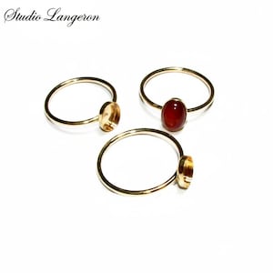 14K Yellow gold filled blank ring with bezel cup 4x6 mm size 4 - 11, Base ring, Bezel cup, Setting, Jewelry making, Gold filled - 1 piece