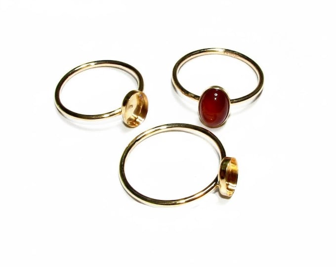 14K Yellow gold filled blank ring with bezel cup 4x6 mm size 4 - 11, Base ring, Bezel cup, Setting, Jewelry making, Gold filled - 1 piece