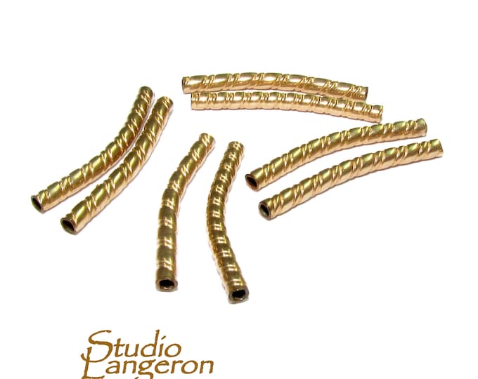 14K Gold Filled textured Curved Tube bead size 2x20 mm, tube gold filled, tube findings, Jewelry making, tube bracelet gold filled - 1 piece