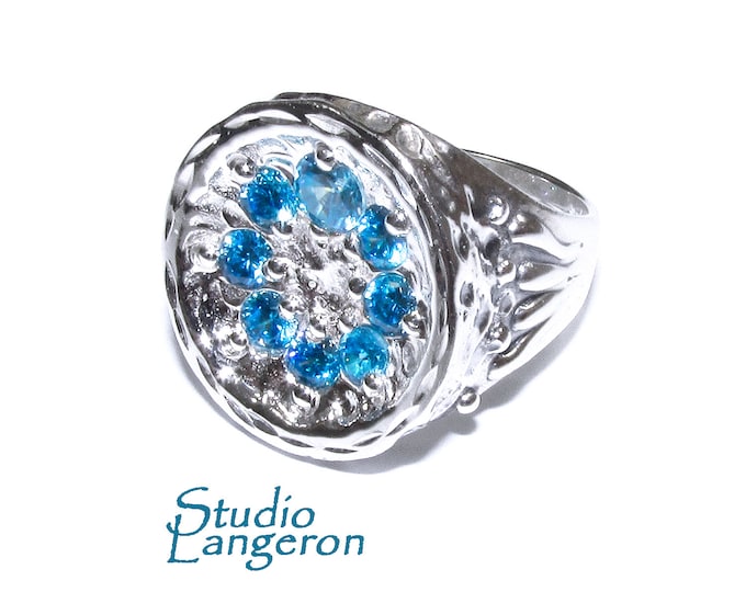 Aquamarine ring 925 sterling silver with stamp size 6 1/2, Handmade ring, single copy, Sterling silver, Aquamarine, Statement ring