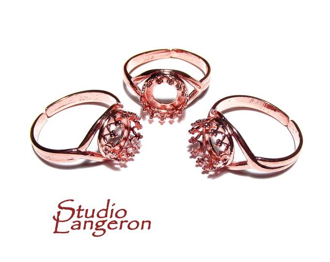 14K Rose gold filled open blank ring with bezel cup 8 mm, base ring, Rose Gold filled, bezel cup, ring gold filled, setting, ring - 1 piece