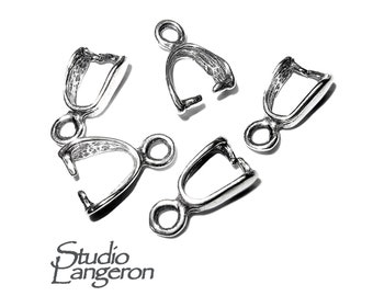 925 Sterling silver Small Pinch Pendant Bail with Ring, silver Bail, Bail finding, Jewelry making, bail for pendant - 1 piece