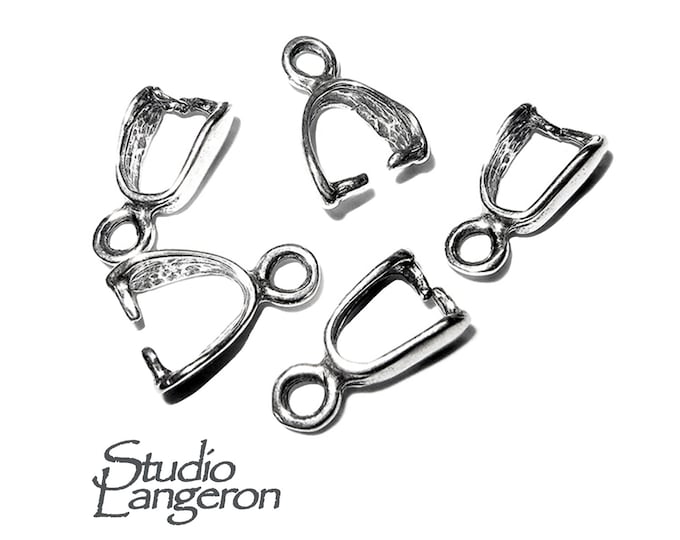 925 Sterling silver Small Pinch Pendant Bail with Ring, silver Bail, Bail finding, Jewelry making, bail for pendant - 1 piece