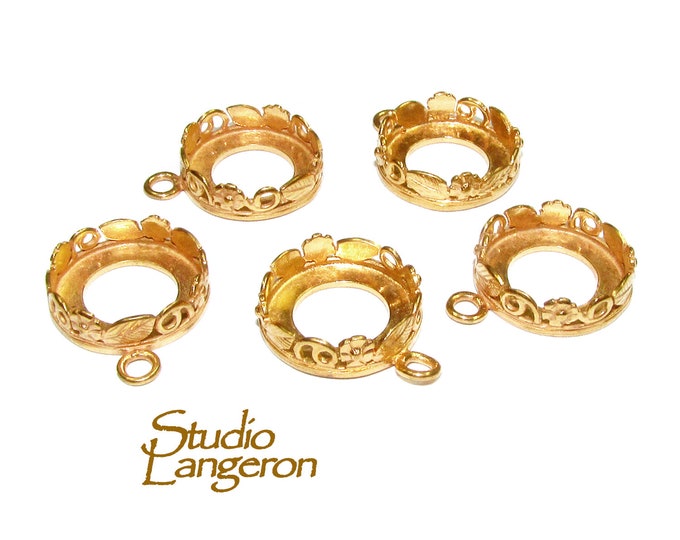 14K Yellow gold filled Round Bezel Cup size 12 mm, Bezel cup, Setting, Round bezel cup, Yellow gold filled, Jewelry making - 1 piece