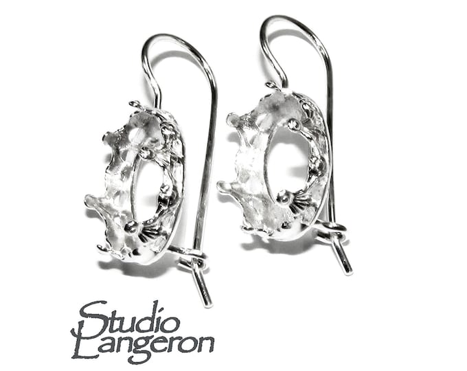 10x14 mm size 925 sterling silver blank earrings with bezel cup, base earring, Jewelry making, bezel cup, setting - 1 pair (2 pieces)