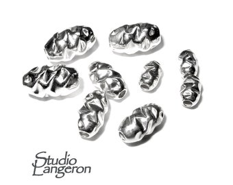 925 Sterling Silver Hammered shiny oval Beads Size 3x5, 4x6.5, 5x7 mm, Jewelry making, Hammered oval Spacer Bead, Silver oval bead - 1 piece