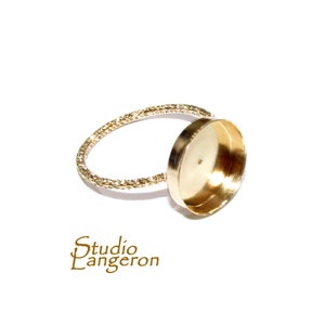 14K Yellow gold filled blank ring with bezel cup 12 mm size 4, 5, 6, 7, 8, 9, 10, Base ring, Gold filled ring, bezel cup, Setting - 1 piece