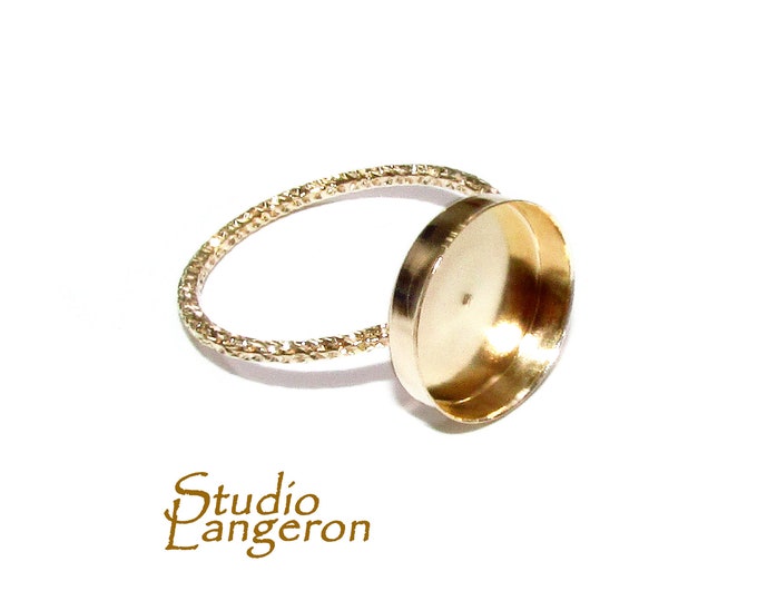 14K Yellow gold filled blank ring with bezel cup 12 mm size 4, 5, 6, 7, 8, 9, 10, Base ring, Gold filled ring, bezel cup, Setting - 1 piece
