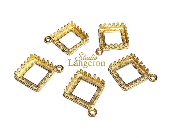 14K Yellow gold filled Square Bezel Cup size 12x12 mm, Bezel cup, Setting, Gold Filled bezel cup, Jewelry making, Gold Filled - 1 piece