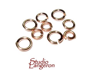 10 anillos de salto abiertos rellenos de oro rosa de 14 quilates, calibre 20 (0,8 mm), diámetro interior de 1,5, 2,5, 3,5, 4,5 mm, anillos de salto abiertos, rellenos de oro rosa de 14 quilates