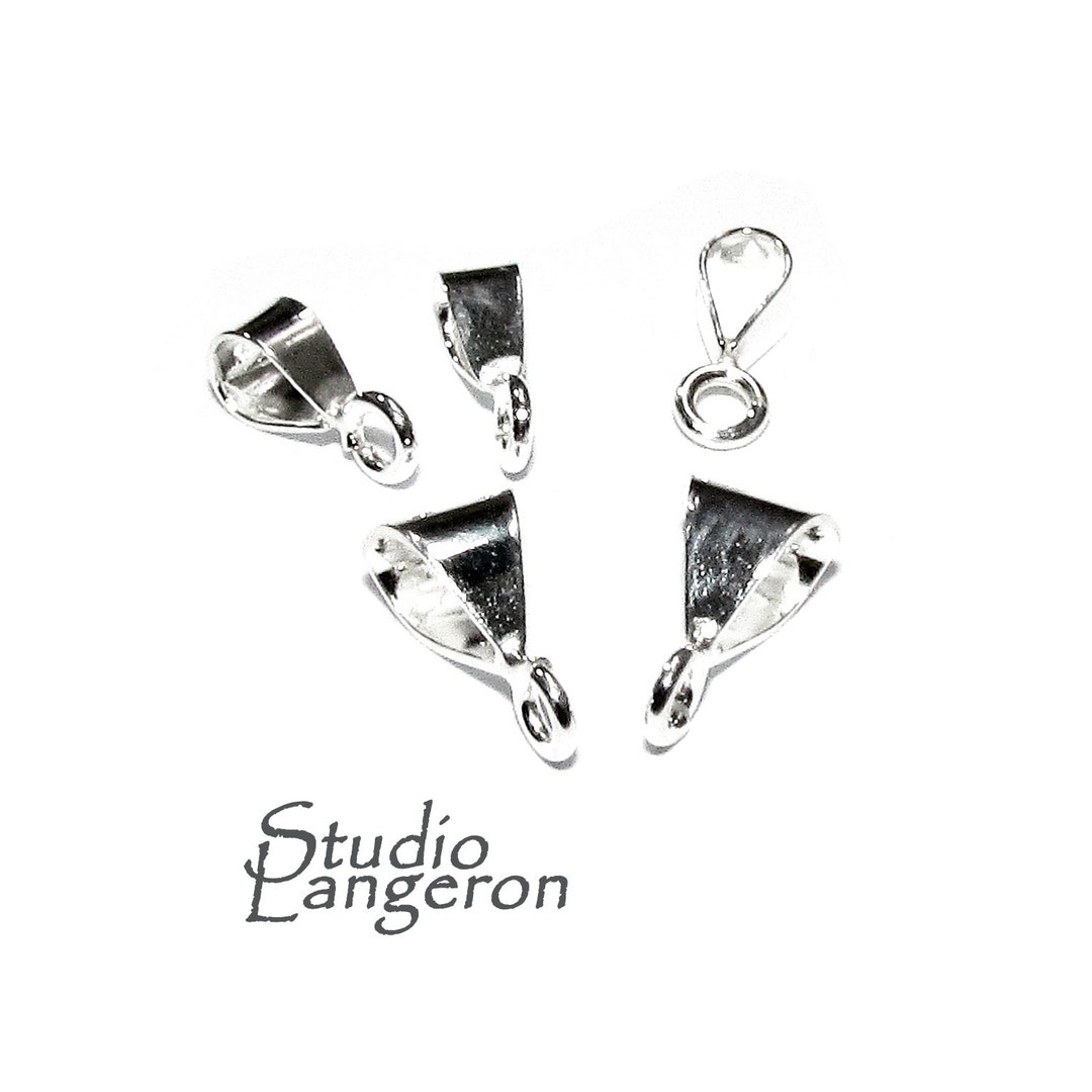 925 Sterling Silver Smooth Pendant Bail Sizes 8.0x2.7, 9.0x5.0 Mm With Open Ring, Bail With Ring