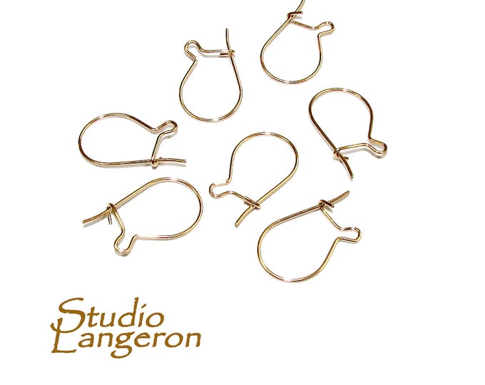 14K Yellow Gold Filled Kidney Small Ear Wire, Earrings gold filled, Kidney Ear Wire, Jewelry making, Earring components - 1 pair (2 pieces)