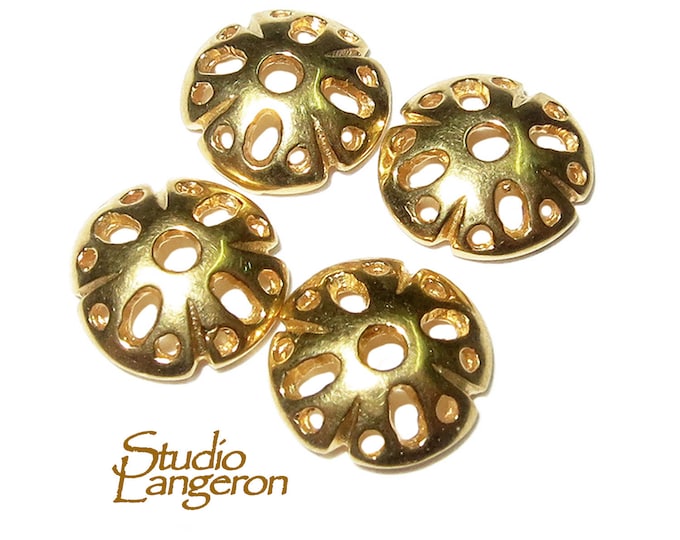 14K Yellow gold filled decorative bead caps, bead cap, 14K gold filled, jewelry making, gold filled bead cap, Bead caps findings - 1 piece
