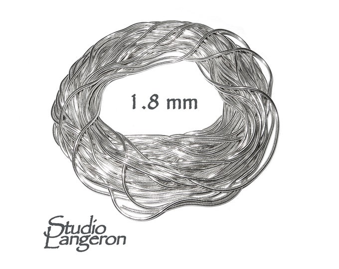 925 Sterling Silver snake beading chain thickness 1.8 mm, beading snake chains, Jewelry making, silver chains, beading chains - 1 Ft (30 cm)