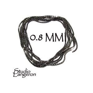 0.8 mm 925 Sterling Silver Black Rhodium Plated beading chain, beading chain, Jewelry making, Beading silver black chain - 1 Ft (30 cm)