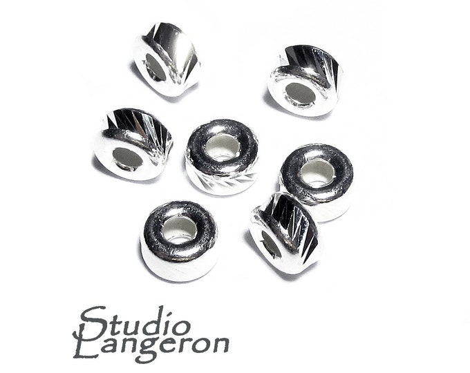 925 sterling silver diamond cut shiny rondelle beads sizes 3, 4, 5 mm, diamond cut beads, Jewelry making, rondelle beads, beads  - 1 piece