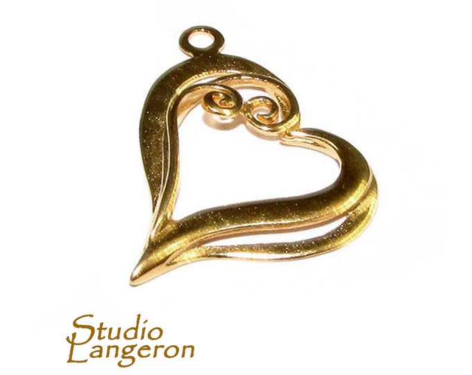 14K Gold Filled large swirl Heart Pendant, Swirl heart, pendant gold filled, Valentine's Day, Jewelry making, Gold filled - 1 piece