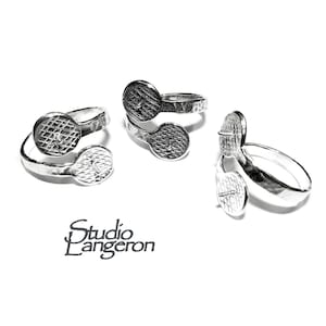 925 sterling silver open blank ring with two platform with pin for beads, silver ring, base ring, Jewelry making, setting - 1 piece