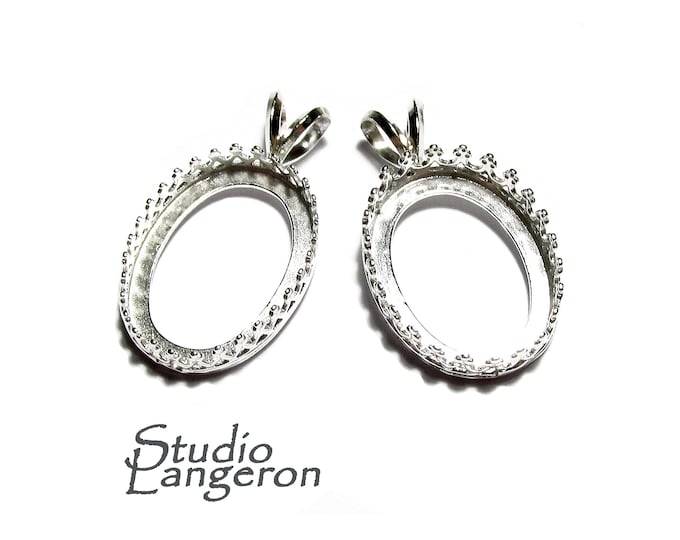 13x18 mm size 925 Sterling Silver blank pendant, Bezel cup, Jewelry making, Setting, Oval bezel cup, Base pendant, Silver pendant - 1 piece