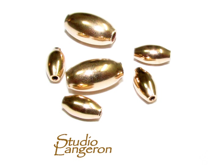 14K yellow gold filled oval beads size 3x6, 5x8.5, 7x11 mm, Oval Beads, Jewelry making, Gold filled beads, 14K Yellow Gold Filled - 1 piece