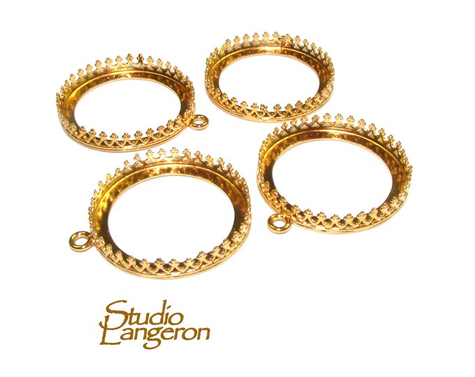 25 mm size 14K Yellow gold filled Round Bezel Cup , Bezel cup, Setting, Gold Filled bezel cup, Jewelry making, Gold Filled - 1 piece