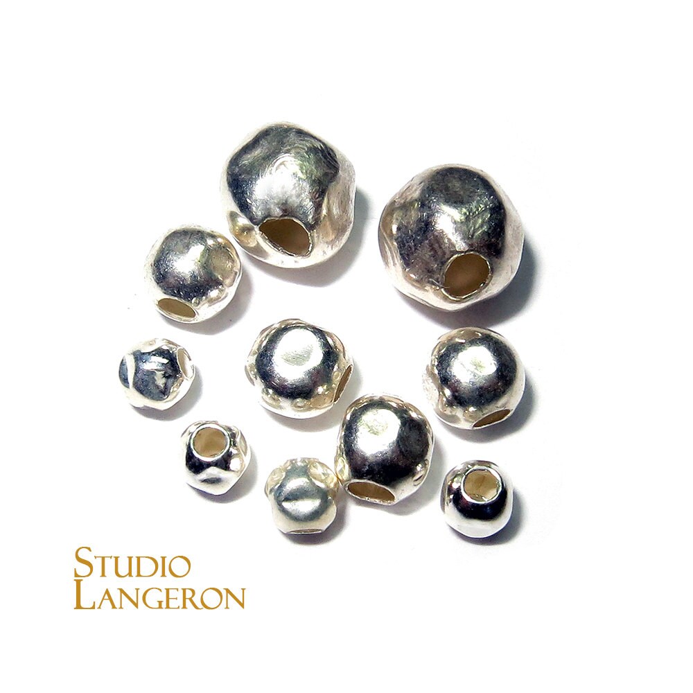 925 Sterling Silver Beads Hammered Beads Silver hammered Etsy