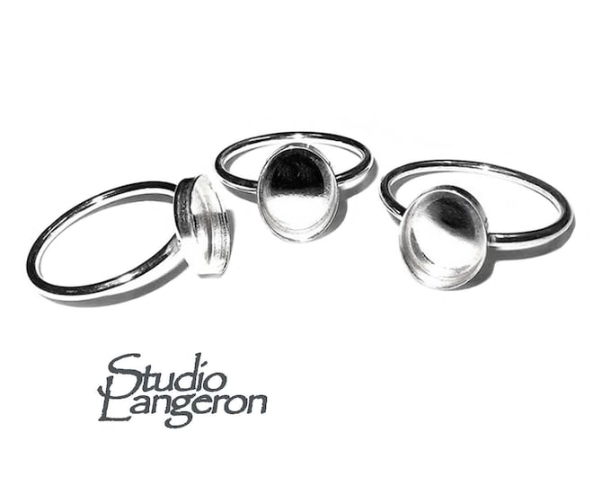 925 Sterling silver blank ring with bezel cup 8x10 mm size 4, 5, 6, 7, 8, 9, 10, 11, Jewelry making, bezel cup, base ring, Setting - 1 piece