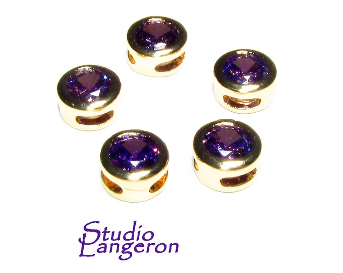 14K yellow gold filled decorative round beads with amethyst size 5.4x3.2 mm, Jewelry making, Gold filled beads, amethyst - 1 piece