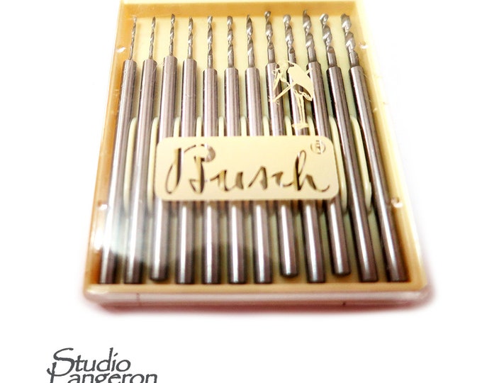 Set Busch Twist Drills 2.35mm shank Pack of 12, size 005 - 016, Busch 203, Jewelry drills, Busch drills, Jewelry tools - 1 pack (12 pieces)