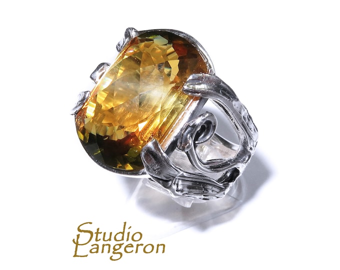 Statement ametrine amazing ring 925 sterling silver size 8, Handmade ring, Silver ring, Natural ametrine, Ametrine ring, Gemstone - 1 piece