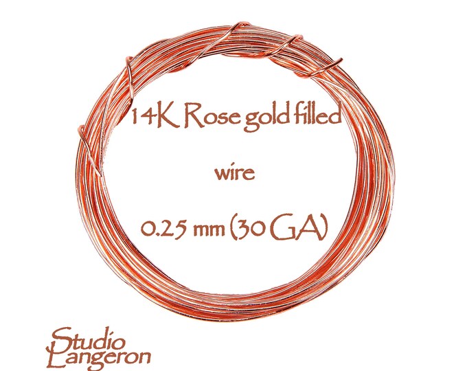 3.0 meters (10 Ft) 14K rose gold filled wire 30 Gauge (0.25mm), Wire, Wire Wrapping, Gold Filled wire, Rose gold filled wire, Jewelry making
