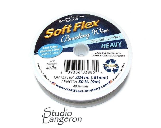 Soft Flex Fine Beading Wire .024 (0.61mm) silver color, Wire, Soft flex, Beading wire, Beading, Silver - 1 spool (30 Feet)