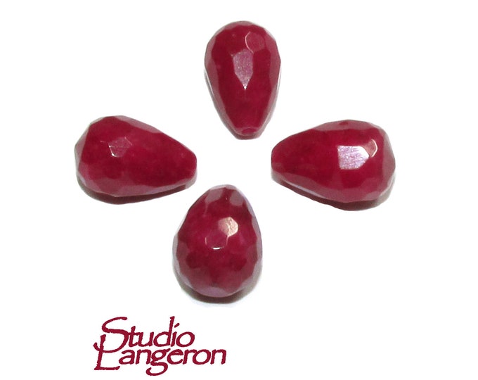 Natural African ruby Teardrop faceted half drilled Beads size 12x8 mm, Natural African ruby Half Drilled Beads, Jewelry making - 1 piece