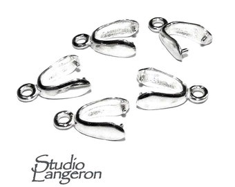 925 Sterling silver Large Pinch Pendant Bail with Ring, sterling silver Bail, Jewelry making, Sterling silver, bail for pendant - 1 piece