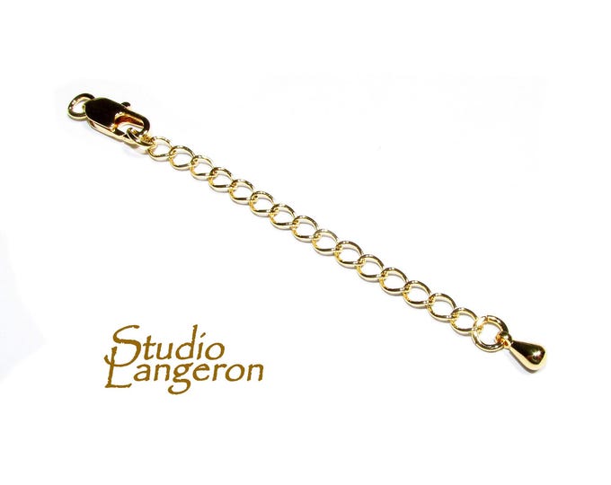 14K Gold Filled Extension Chain size 5.0cm, oval chain 5.0x3.0mm, lobster clasp 10mm, bead 4.5mm - 1 piece