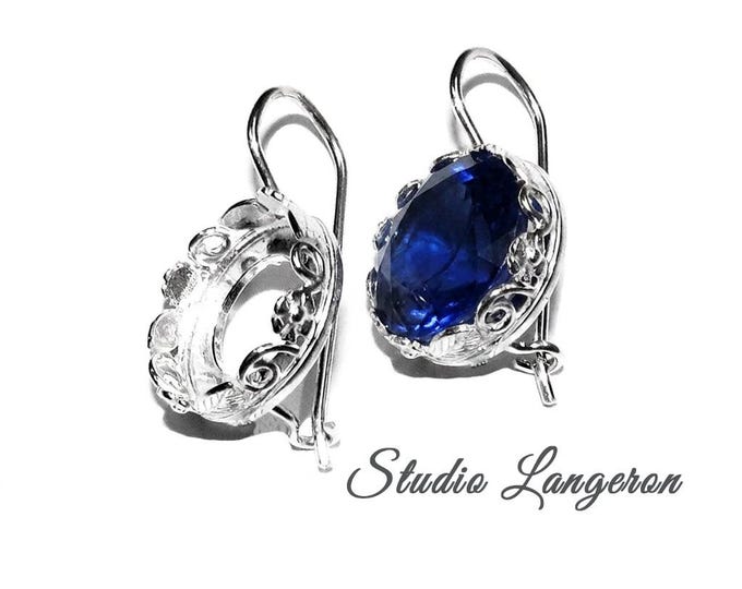 925 sterling silver blank earrings with bezel cup size 8 - 18mm, model 8611, Jewelry making, Setting, base earrings - 1 pair (2 pieсes)