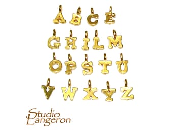 14K Gold filled small letter pendants, Jewelry making, letter charms, bracelets, monogram, letters, gold filled letters, Pendants - 1 piece