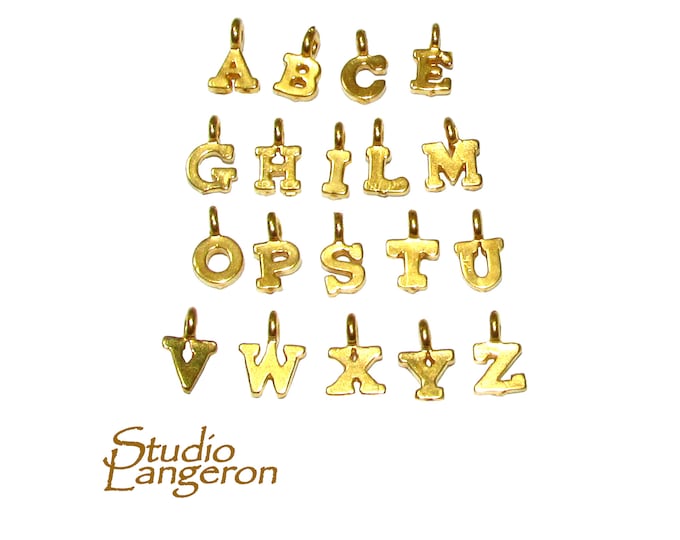 14K Gold filled small letter pendants, Jewelry making, letter charms, bracelets, monogram, letters, gold filled letters, Pendants - 1 piece