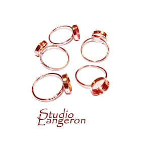 14K Rose solid gold blank ring with bezel cup 10 mm size 4 - 10, Base ring, Rose gold ring, bezel cup, Jewelry making, Setting - 1 piece