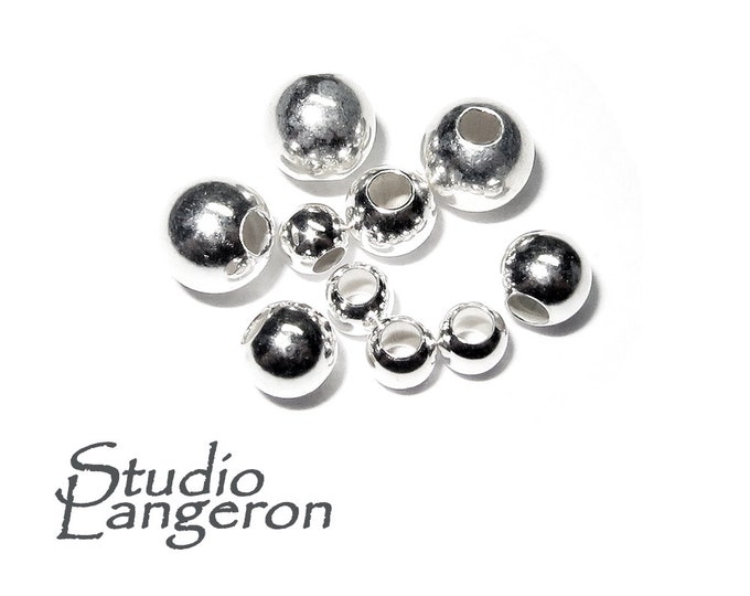 925 sterling silver seamless round shiny beads size 2.0-18.0 mm, Silver beads, Jewelry making, Silver findings, Sterling silver - 1 piece
