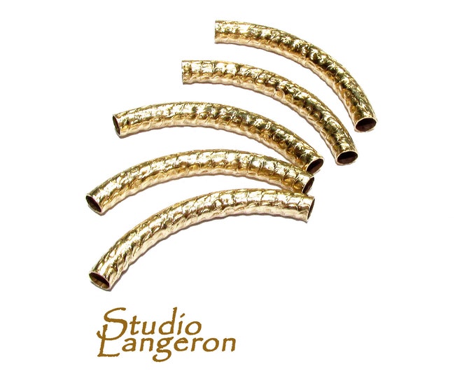 14K Gold Filled Pattern Curved Tube beads size 4x38 mm, tubes gold filled, tube, Jewelry making, tube bracelet, gold filled - 1 piece