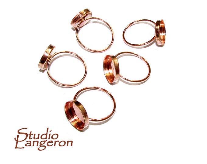 14K Rose gold filled blank ring with bezel cup 12 mm size 4, 5, 6, 7, 8, Base ring, Gold filled ring, Jewelry making, Setting - 1 piece