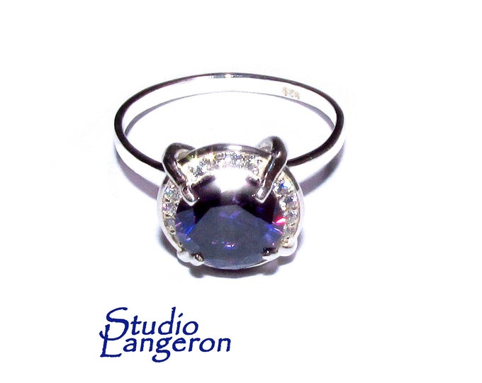 Amethyst ring 925 sterling silver size 7 1/2, Handmade ring, single copy, sterling silver, Amethyst ring, silver ring, gemstone