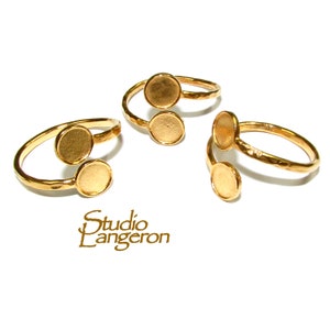 14K Yellow gold filled open blank ring with a two bezel cups 6 mm, base ring, Jewelry making, ring gold filled, Setting, Bezel cup - 1 piece