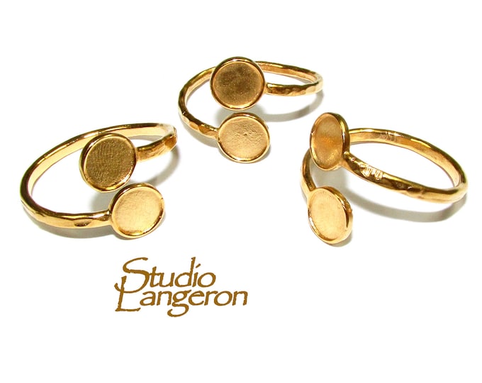 14K Yellow gold filled open blank ring with a two bezel cups 6 mm, base ring, Jewelry making, ring gold filled, Setting, Bezel cup - 1 piece