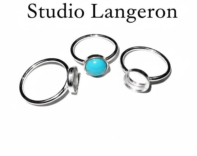 925 sterling silver blank ring with bezel cup 8mm size 4, 5, 6, 7, 8, 9, 10, 11, silver ring, bezel cup, base ring, Jewelry making - 1 piece