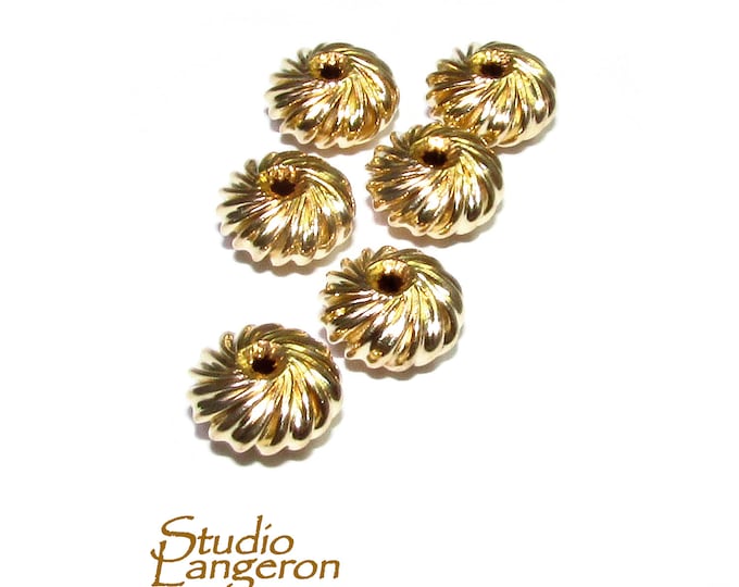 14K Yellow Gold Filled twisted Saucer Beads Size 3, 4, 5, 6, 7 mm, Beads, Gold filled beads, Saucer beads, Jewelry making - 1 piece