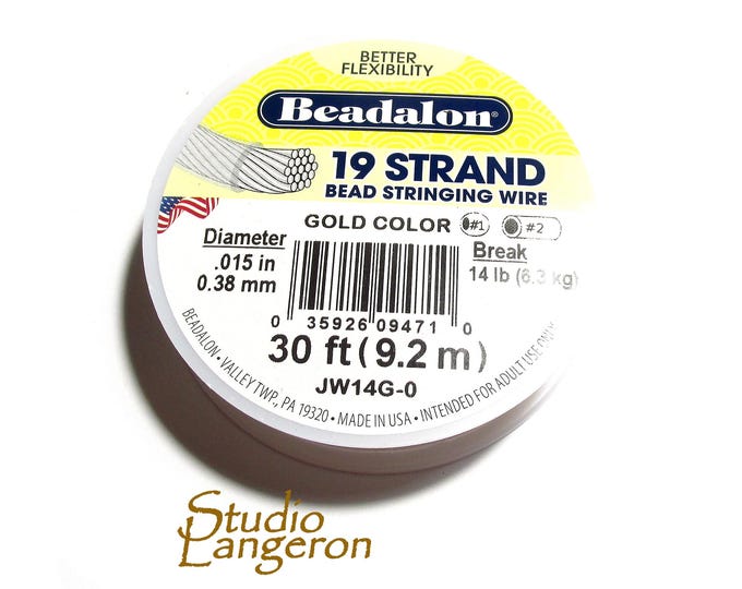 Beading wire Beadalon 19 Strand size 0.38mm gold color, Wire, Beadalon, Beading wire, Beading, Jewelry making, Gold wire - 1 spool