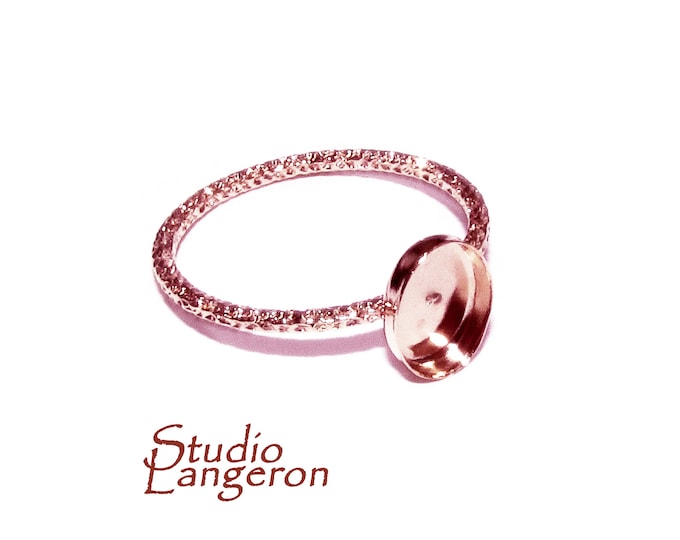 14K Rose gold filled blank ring with bezel cup 6x8mm size 4, 5, 6, 7, 8, 9, 10, 11, Base ring, Bezel cup, Setting, Jewelry making - 1 piece